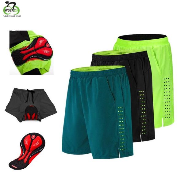 

wosawe reflective men's mtb bike cycling shorts 3d gel padded sports bicycle downhill riding racing rain resistance shorts, Black