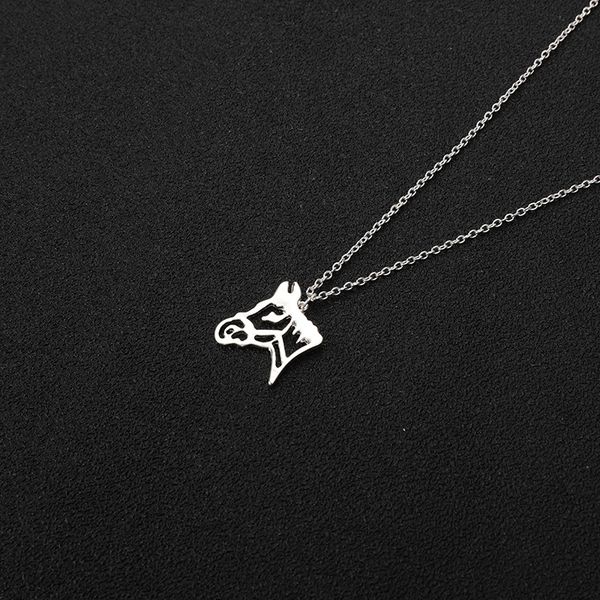 

10pcs cut out origami horse head pendant charm necklace outline animal unicorn face chain necklaces for equestrian women cowgirl gifts, Silver