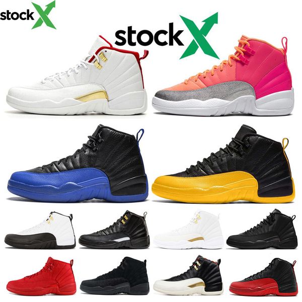 

stock x 12 12s fiba winterized wntr mens basketball shoes reverse taxi game royal blue gym wings men sports designer sneakers trainers, Black