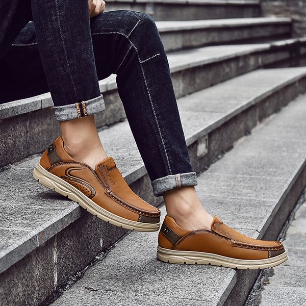 

leisure sports shoes new genuine british all-in-one low leather working social business men's shoes, Black