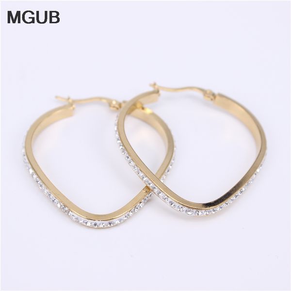 

diameter 20-40mm fashion rhinestone hoop earrings for women statement gold color round circle loop earring party gift sl45, Golden;silver