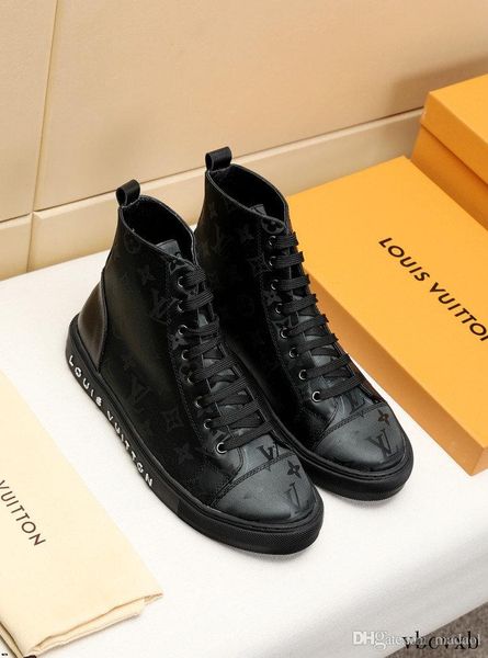

20ss mens designers trainers high men shoes canvas men casual shoes autumn winter male footwear patchwork plus size 45 yecq1, Black
