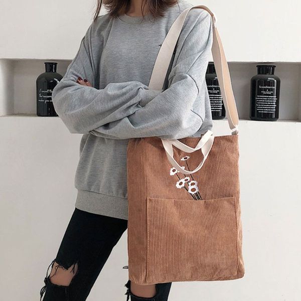 

women casual corduroy shopping crossbody shoulder bag messenger lady tote handbag