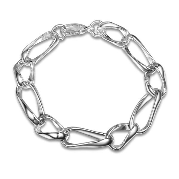 

silver 925 bracelets for women geometric chain bracelet & bangles pulseira femme wristband wedding bridal jewelry accessories, Black