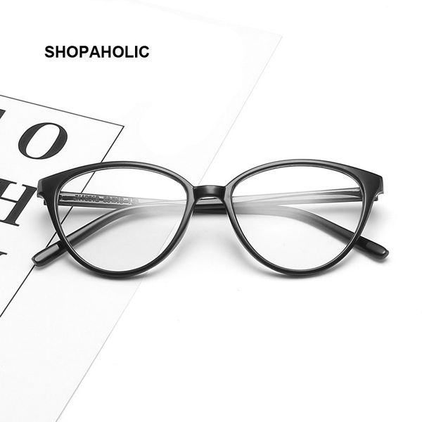 

vintage cat eye anti blue light glasses frame lens myopia optical mirror simple metal women men transparent eyewear frames, Black