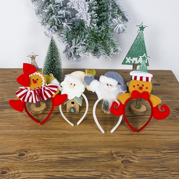 

2 pcs/lot circle christmas ornament fabric art santa claus hair hoop lovely biscuits people girl head hoop birthday party