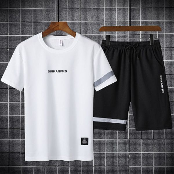 

mens sport suits summer casual sets mens designer two-pieces youth fashion sports clothing 2020 new solid color short sleeve + shorts, Gray