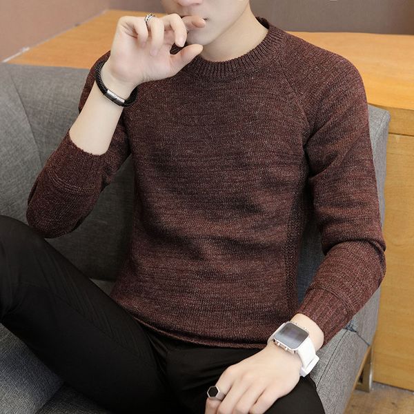 

mens pullover solid color slim fit jumpers knitting thick autumn korean strle casual mens clothes 2019 new fashion sweater r, White;black
