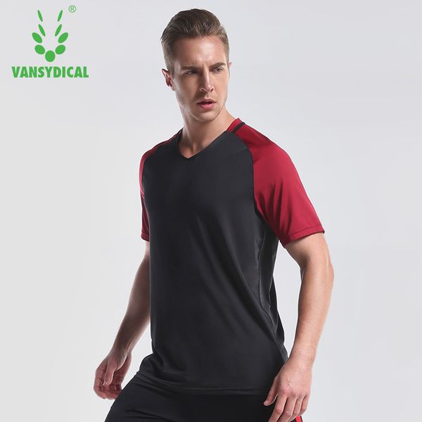 

running jerseys vansydical mens shorts workout trainning t-shirt basketball fitness gym sportswear man tees v-neck, Black;blue