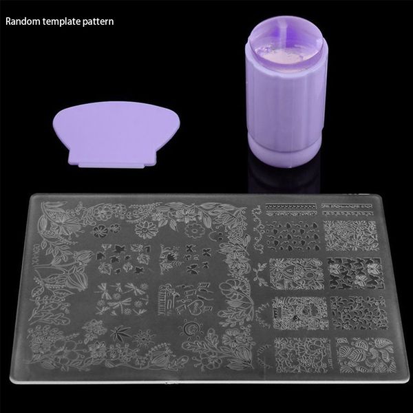 

nail art stamper manicure stamping scraper diy kit gel nail with image plate, White