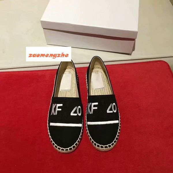 

new embroidered straw shoes with tiger head single shoes and lazy fisherman's shoes, Black