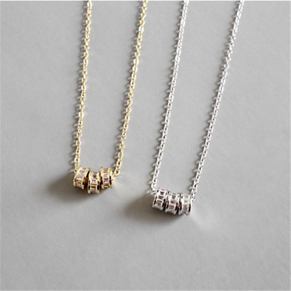 

genuine 925 sterling silver round wheel pendant necklaces for women fine jewelry 100% silver zircon necklace wedding jewelry gift, Black