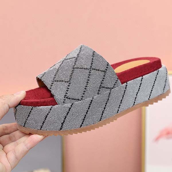 

2020women designer sandals letter summer wedge high heel platform slide slipper fashion brand fends flip flop luxury beach shoes, Black