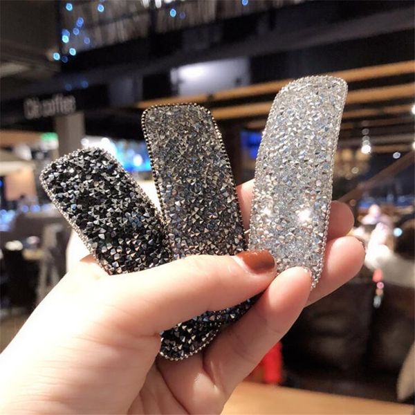 

fashion popular square rhinestone metal bb clip women girls hair clips pins accessories for women barrettes hairgrips headwear, Black;brown