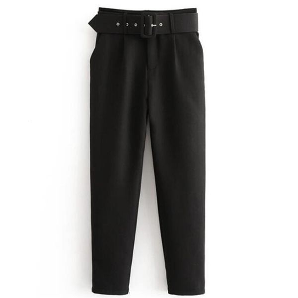 

waist high office lady belted pants causal black harem pants with sashes elegant lady trousers drop shipping, White