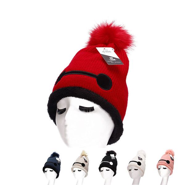 

autumn winter hats for women knitted beanie hat cap for girls wool brand winter warm plus velvet caps female skullies hats, Blue;gray