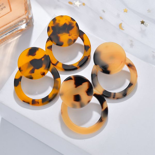 

bohemia acrylic resin drop earrings women leopard print round dangle earrings boho fashion female jewelry 2019 new, Silver