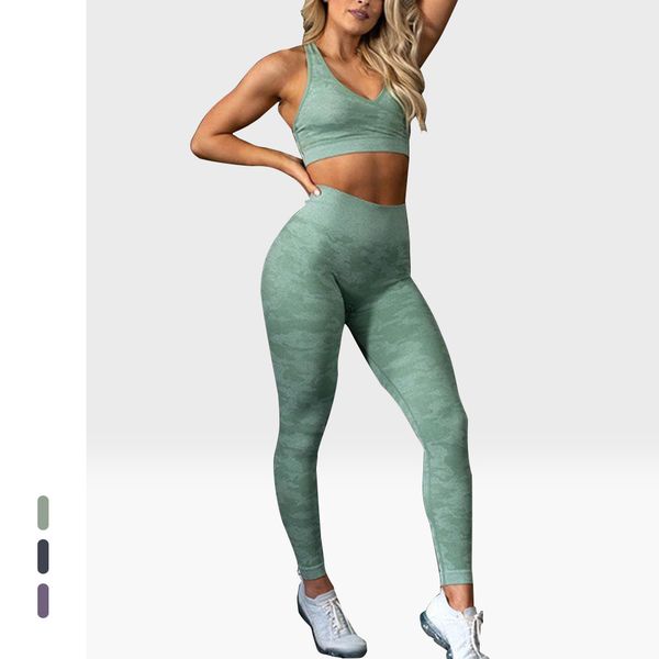 

important seamless yoga gym clothing sportswear workout clothes women's stretch crop tight booties leggings 2-piece set, White;black