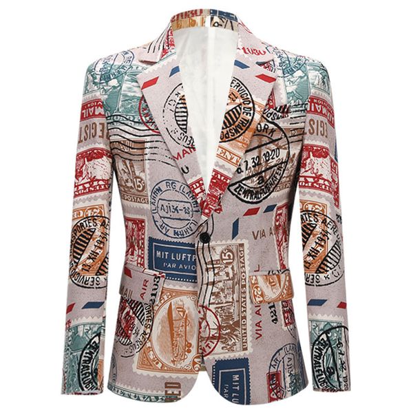 

fashion brand mens printed blazer jacket retro vintage blazer for men red lips letters pattern hip hop mens prom blazers, White;black