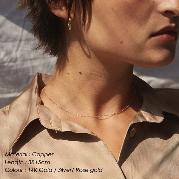 

shdede europe and america's popular collarbone chain simple fashion temperament copper chokers necklace short neck chain, Silver