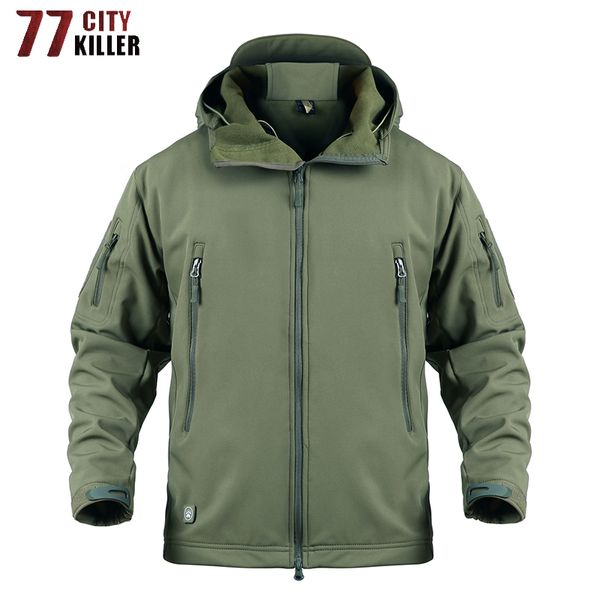 

77city killer camouflage army jacket men soft shell fleece lining windproof tactical mens jackets waterproof hunt coats, Black;brown