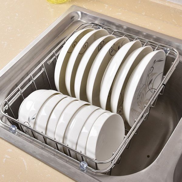 

new multifunctional stainless steel sink draining racks holders retractable dish drainer rack vegetables basket kitchen storage