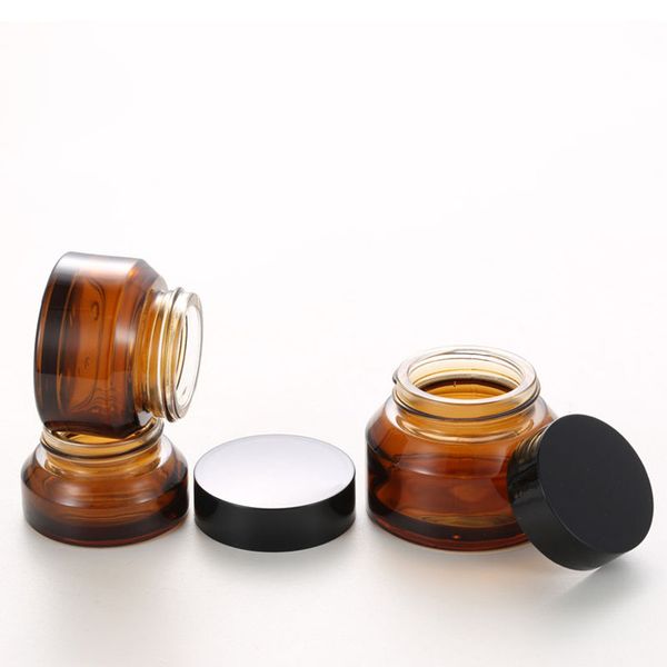 

15г 30г 50г amber glass jar с черным пластмассовым колпачком крышкой слейте крем для лица домашний лосьон косметика упаковка контейнер