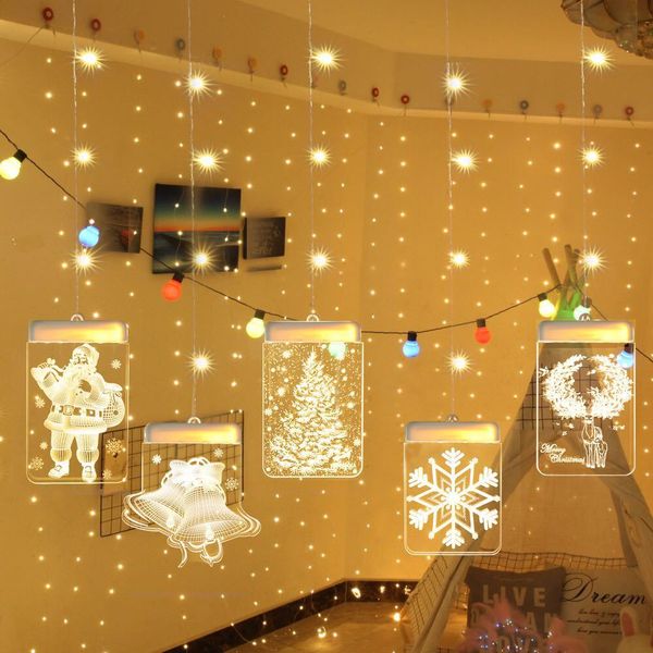 

christmas decorations for home lights curtain warm white light strings christmas tree ornament usb power supply remote control,q