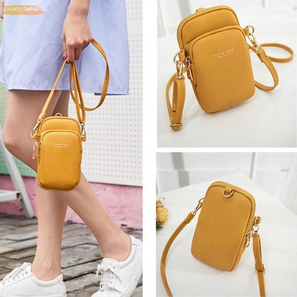 

women solid color multi pocket faux leather crossbody shoulder bag phone pu purse