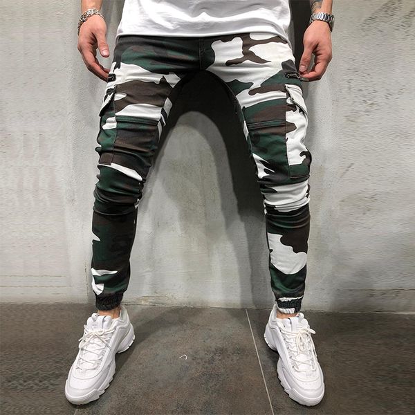 

2021 arrival men casual pants camouflage print high waist ankle banded pants casual trousers for boys, Black