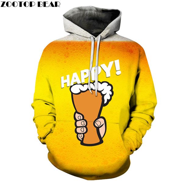 

orange beer men headwear hoodies plus size casual brand tracksuits 3d coat pullover streetwears sweatshirt dropship zooear, Black