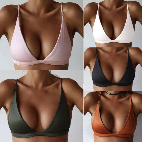 

solid color bikini bra women padded swimwear halter push up swimsuit brazilian bikinis 2019 mujer bathing suit