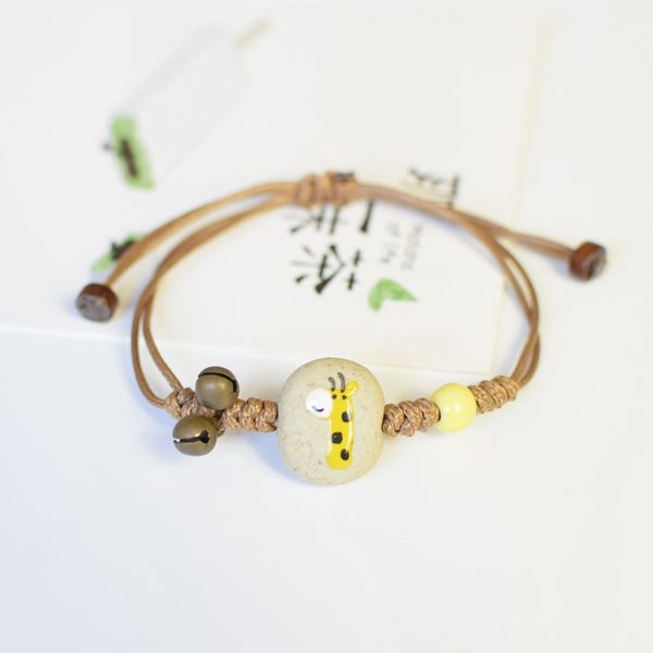 

hand-painted cartoon animal zodiac bracelet small fresh ceramic womens bracelet fashion exquisite fashion couples jewelry, Black