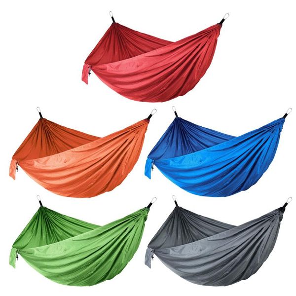 

double hammock outdoor backpacking travel survival hunting sleeping bed portable with 2 straps 2 carabiner