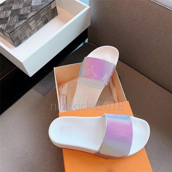 

luxury designer flip flops mens womens summer sandals beach slide slippers ladies sandali firmati da donna shoes classic laser colorful, Black