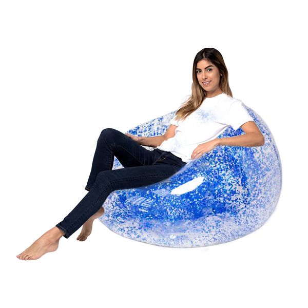 

3 colors 100cm inflatable sofa colorful glitters air mattress beach lounger lazy sleeping bag children pool toys air sofa