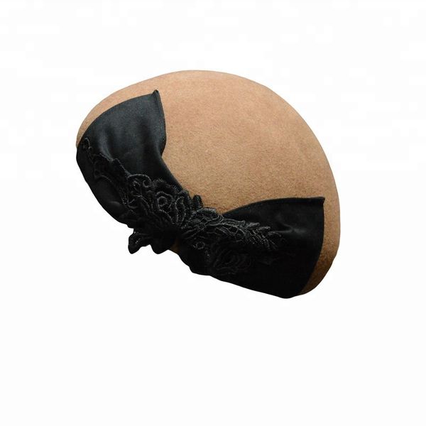 

elegant design women wool felt winter beret hat with big bow