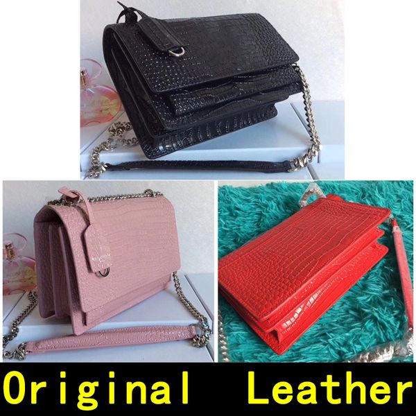 

Saint crocodile pattern original cowhide ilver chain genuine leather de igner handbag luxury women houlder bag