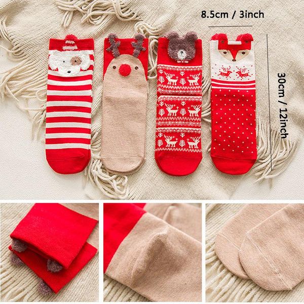 

christmas sock winter women sock casual girl sock red cute cartoon fox bear deer socks cotton keep warm lady socks christmas gift dhl an2860