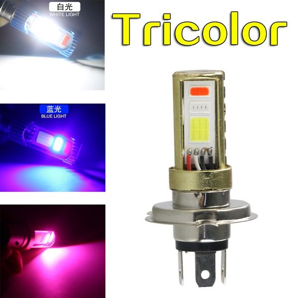 

три цвета] dc h6 led ac h4 hs1 прямые светодиодные фары мотоцикла cob лампа 1500lm hi / lo луч света