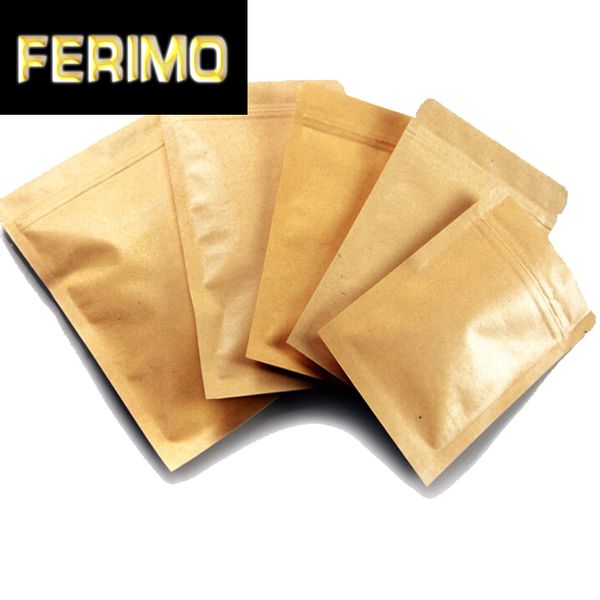 

100pcs 12 size kraft paper doypack pouch with aluminum foil snack coffee storage resealable /zipper bag