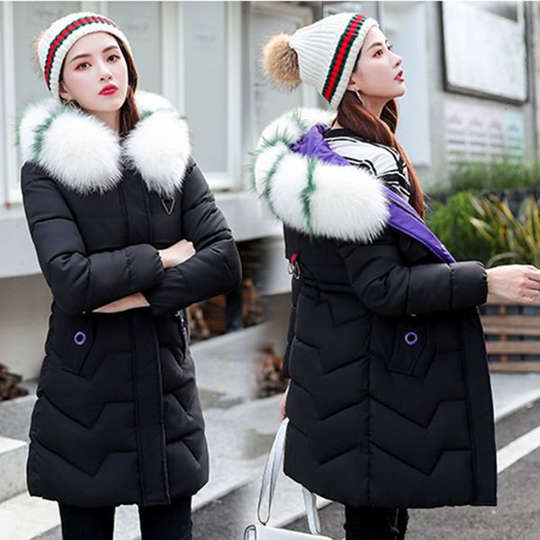 

2019 cotton girls long fund trend self-cultivation down cotton-padded jacket winter women's thickening cotton-padded clothes, Black