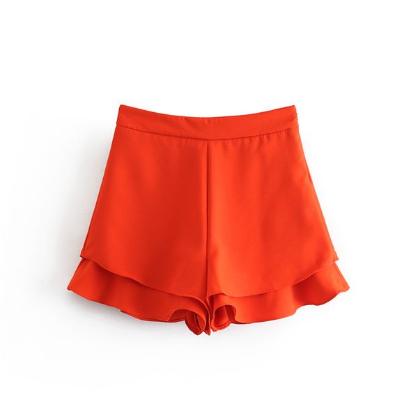 

cascading ruffles zipper high waist shorts womens summer calsual short pants female bursted spodenki damskie et8, White;black