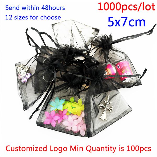 

1000pcs 5x7 9x12 11x16 13x18cm organza bags jewelry packaging bags wedding party decoration favors drawable gift & pouches, Pink;blue