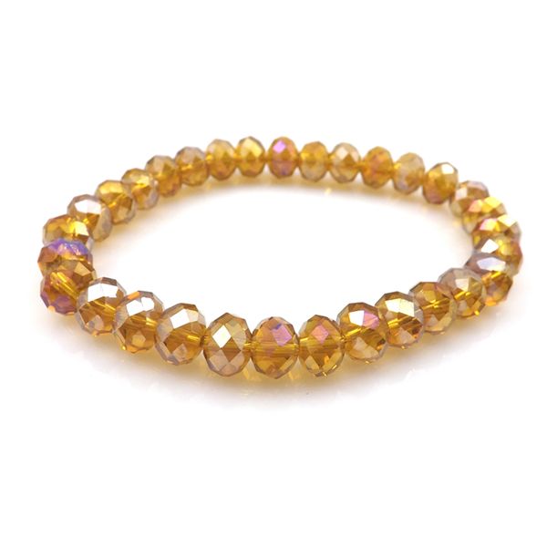 Amber AB Colore 8mm Bracciale in perline di cristallo sfaccettato per donne Braccialetti elastici in stile semplice 20pcs/lotto all'ingrosso