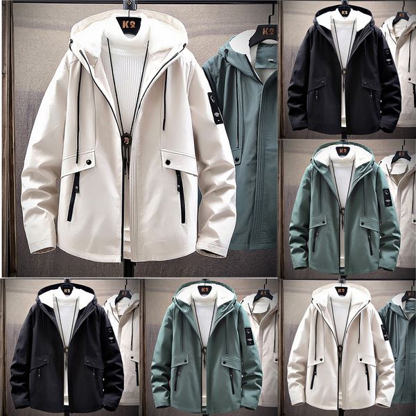 

men's winter solid color fleece casual fashion blouse coat pockets autumn winter fashion men's coats, Black
