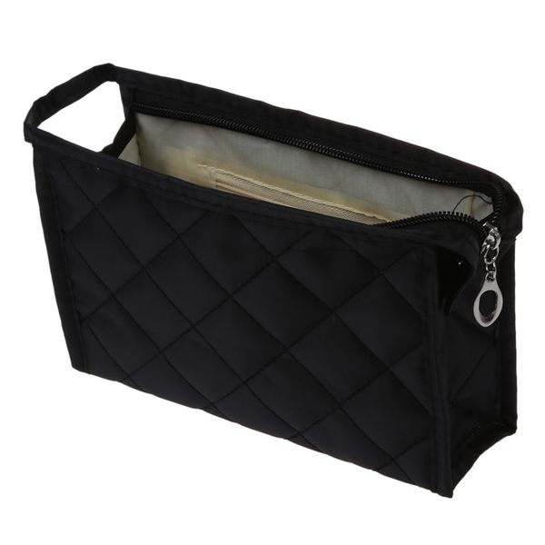 

sodial(r) black grid pattern cosmetic make up small zippered bag