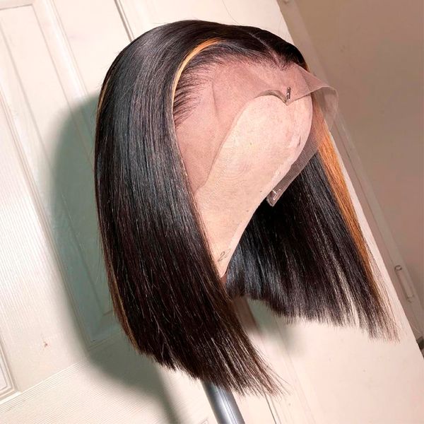 

ombre highlight color lace front human hair wig remy brazilian straight lace front human hair wigs with baby hair ombre wigs for women, Black