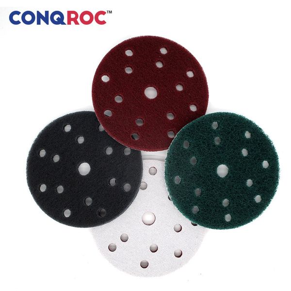 

10pcs 150mm 6 inch scouring discs hook loop 15 holes scouring pads grout power scrubber cleaning sanding rust remover