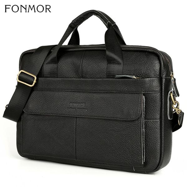 

2019 genuine leather men's briefcase vintage business computer bag messenger bags man shoulder bag male handbags tote portfolio
